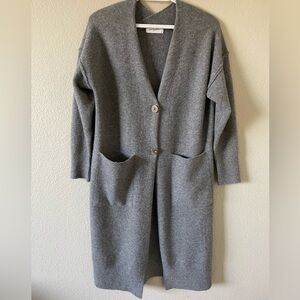 Carly Jean Los Angeles Casual Grey Long Cardigan
